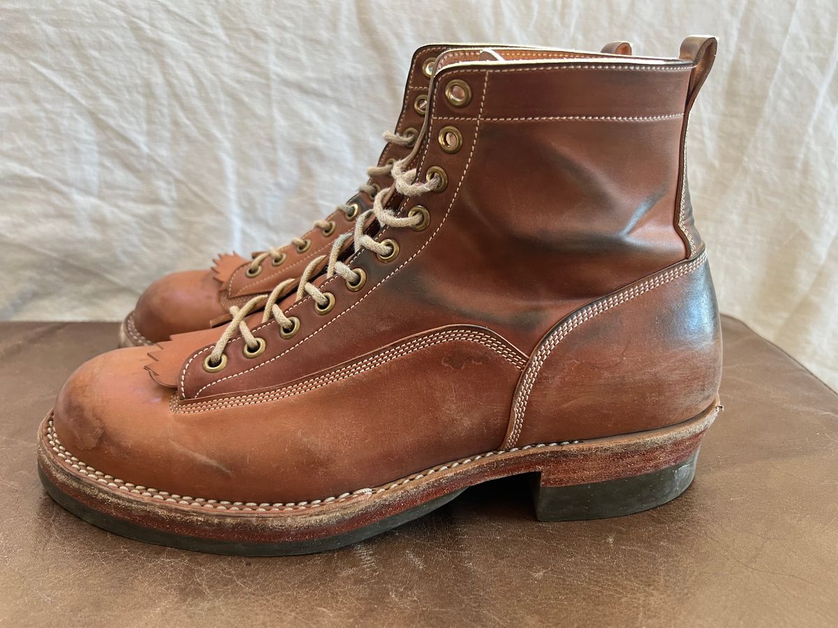 Photo by Shoepac on February 1, 2023 of the Onderhoud LVL01 Derby Boot in Horween Unglazed Natural Shell Cordovan.