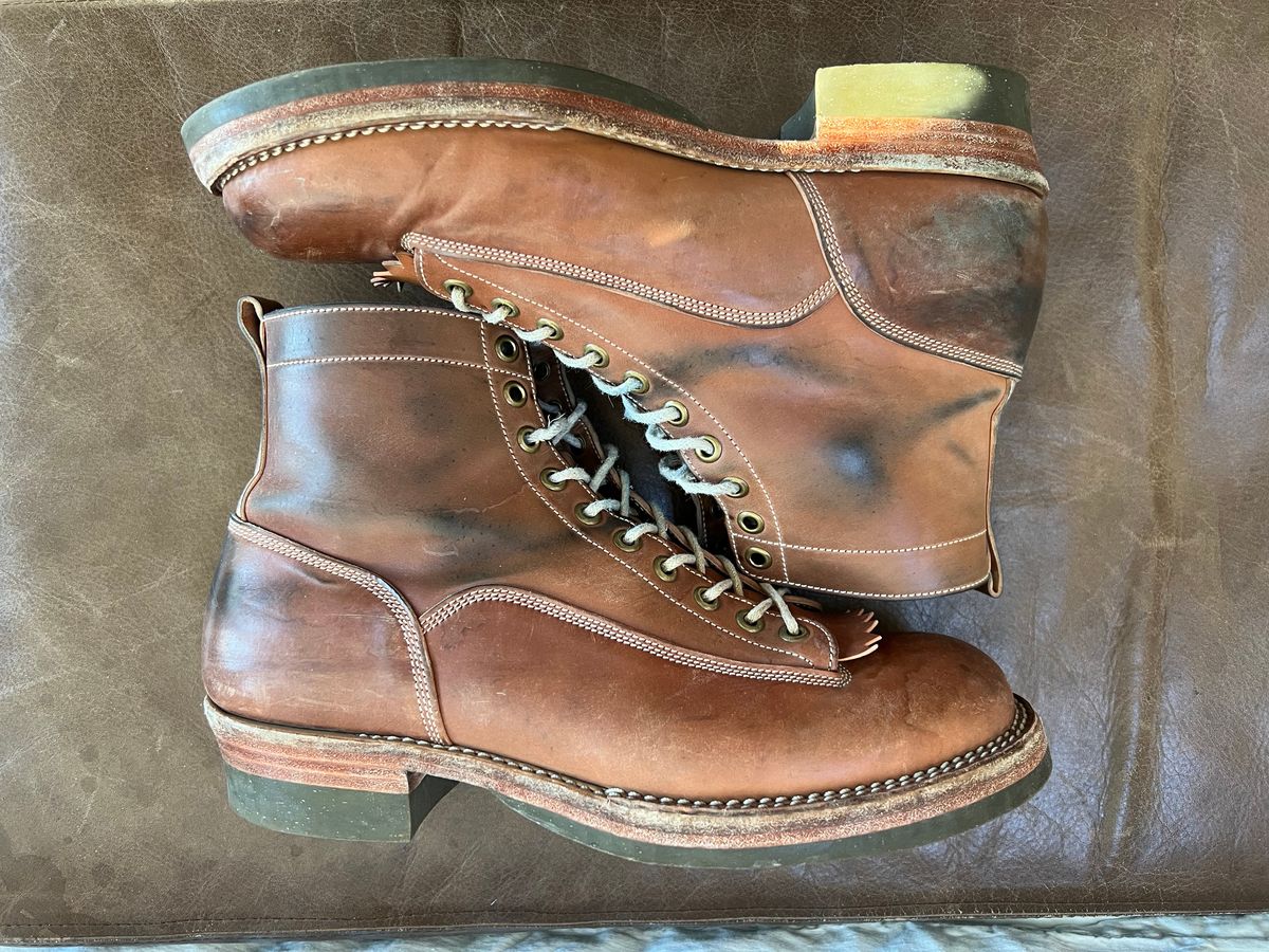 Photo by Shoepac on February 1, 2023 of the Onderhoud LVL01 Derby Boot in Horween Unglazed Natural Shell Cordovan.