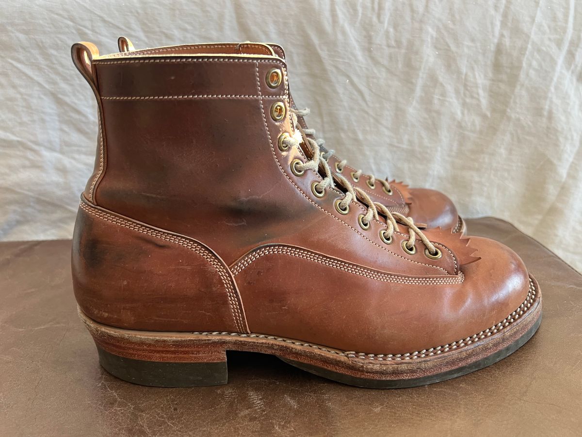 Photo by Shoepac on February 1, 2023 of the Onderhoud LVL01 Derby Boot in Horween Unglazed Natural Shell Cordovan.