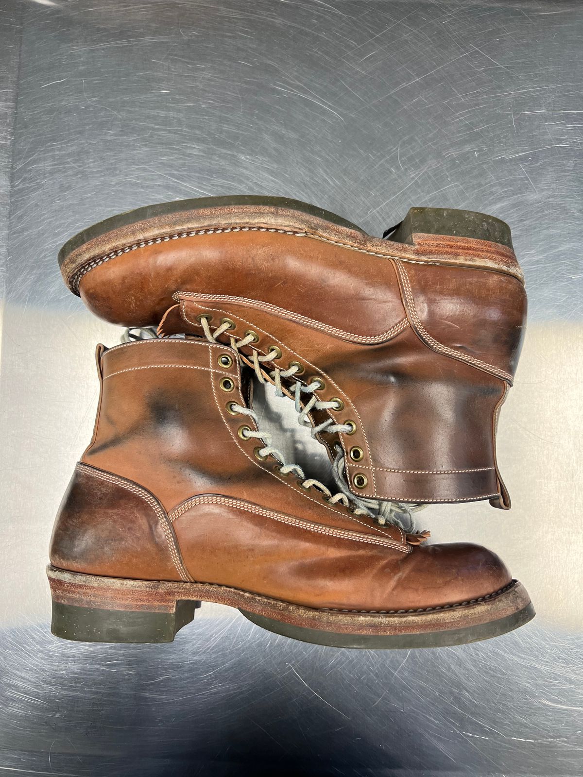 Photo by Shoepac on March 2, 2023 of the Onderhoud LVL01 Derby Boot in Horween Unglazed Natural Shell Cordovan.