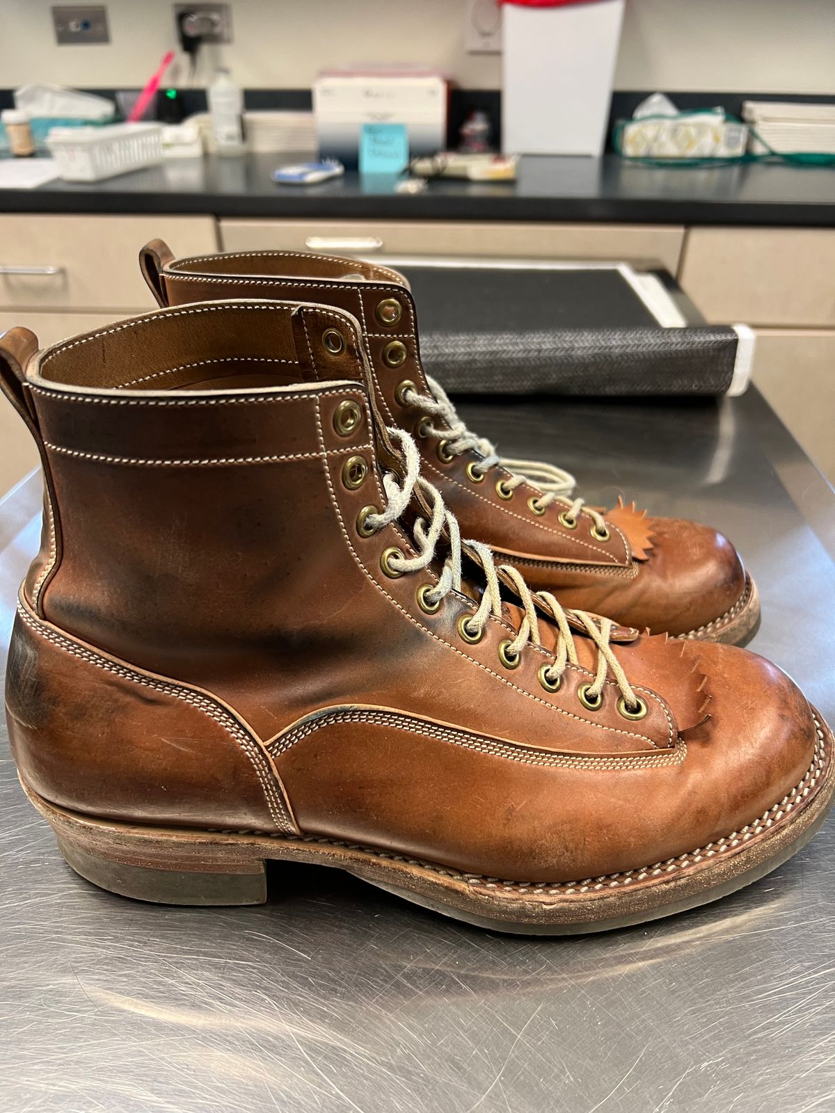 Photo by Shoepac on March 2, 2023 of the Onderhoud LVL01 Derby Boot in Horween Unglazed Natural Shell Cordovan.