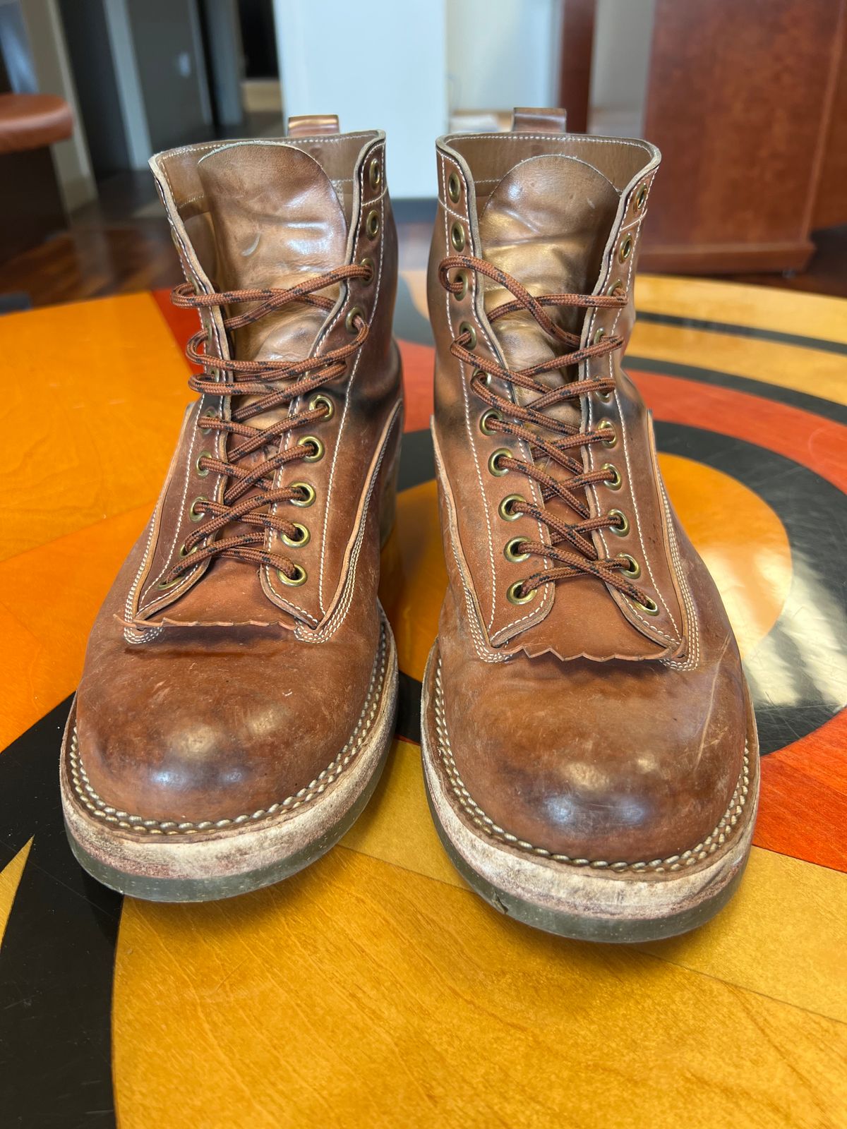 Photo by Shoepac on April 3, 2023 of the Onderhoud LVL01 Derby Boot in Horween Unglazed Natural Shell Cordovan.