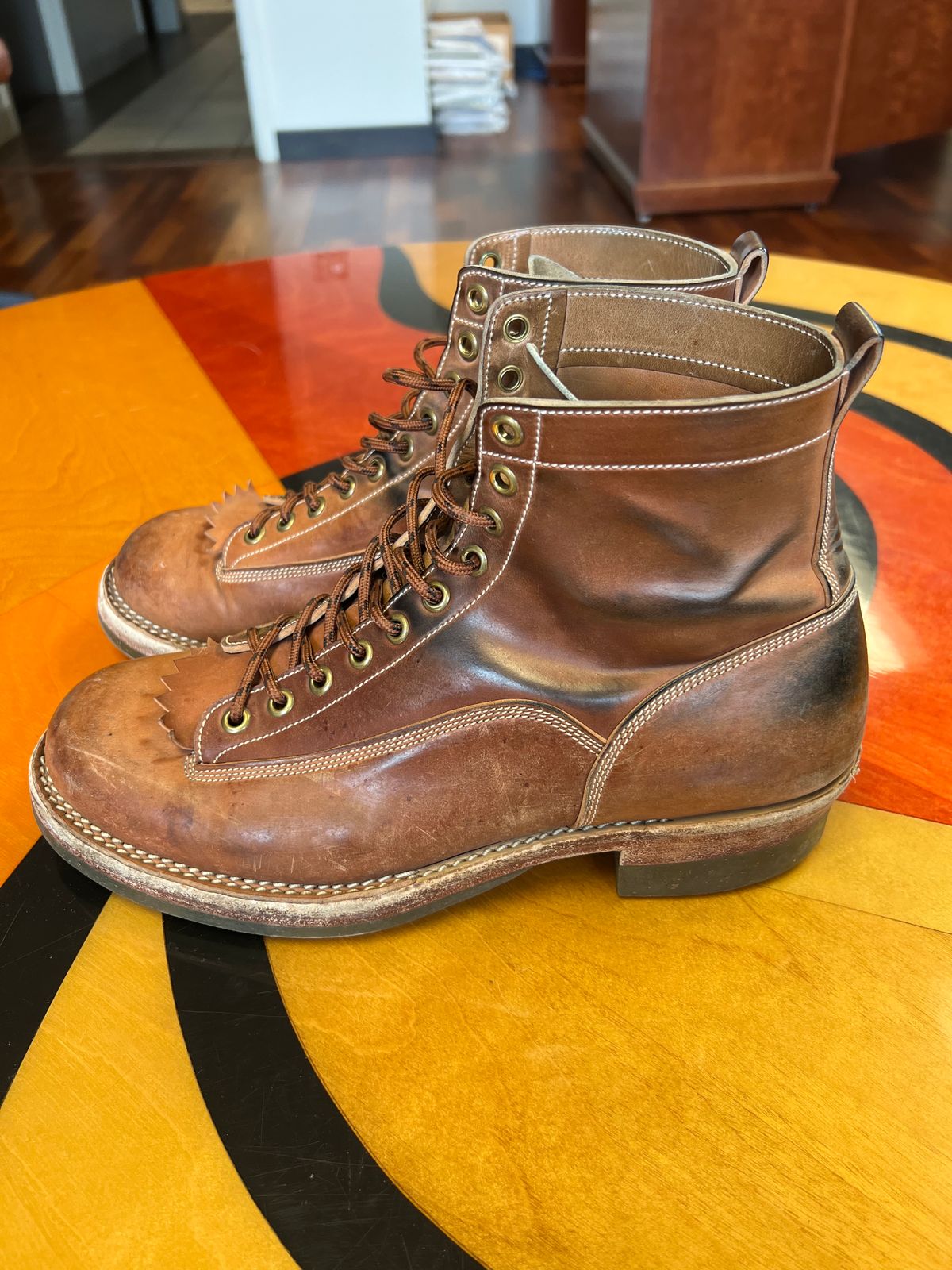 Photo by Shoepac on April 3, 2023 of the Onderhoud LVL01 Derby Boot in Horween Unglazed Natural Shell Cordovan.