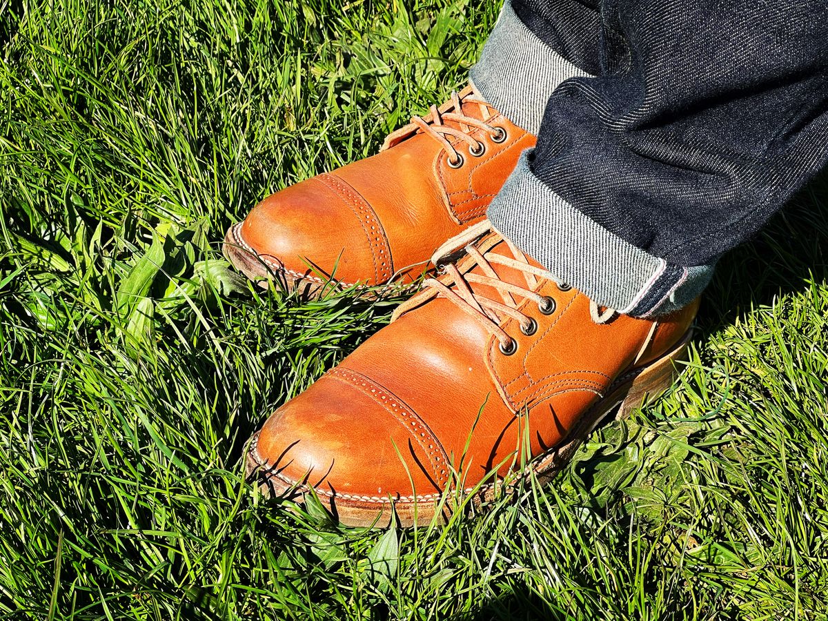 Photo by peterldavey on April 3, 2022 of the Viberg Service Boot in Tochigi Natural Cowhide.