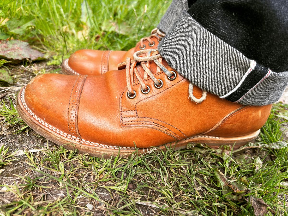 Photo by peterldavey on May 31, 2022 of the Viberg Service Boot in Tochigi Natural Cowhide.