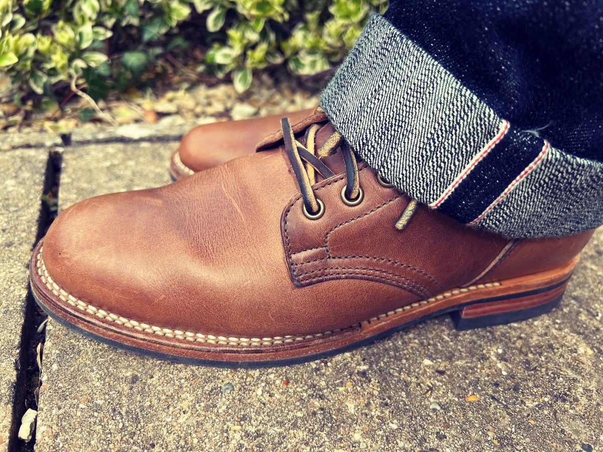 Photo by peterldavey on April 7, 2022 of the Viberg Service Boot in Horween Natural Chromexcel.