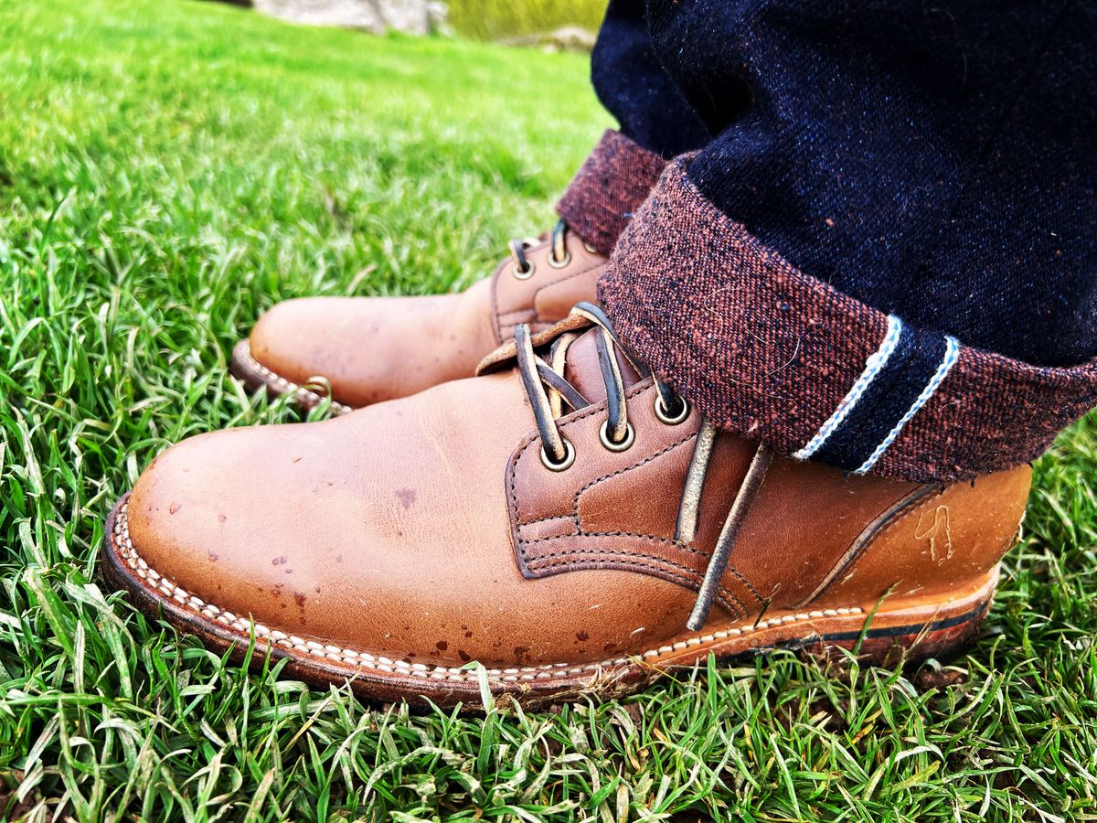 Photo by peterldavey on April 14, 2022 of the Viberg Service Boot in Horween Natural Chromexcel.