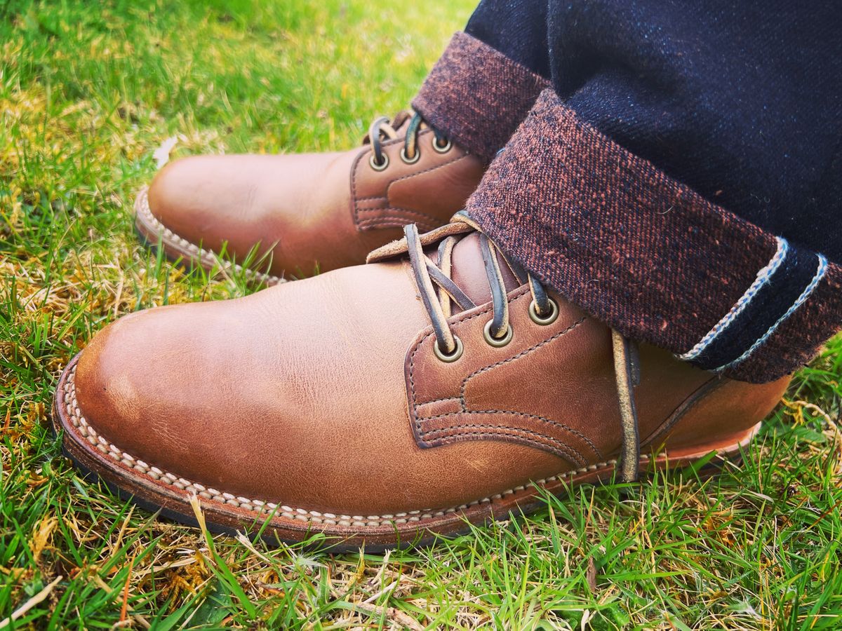 Photo by peterldavey on April 22, 2022 of the Viberg Service Boot in Horween Natural Chromexcel.