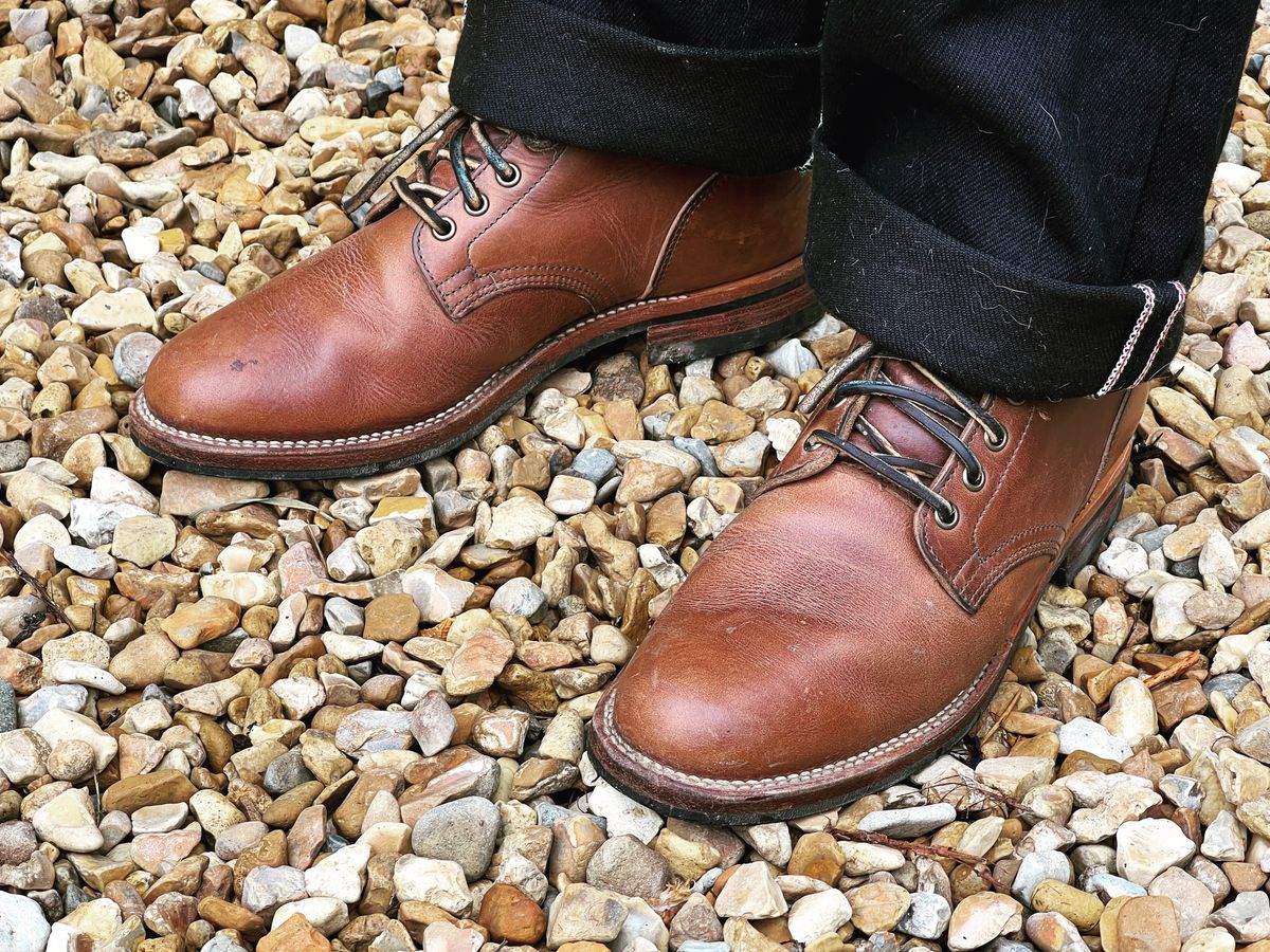 Photo by peterldavey on June 5, 2022 of the Viberg Service Boot in Horween Natural Chromexcel.