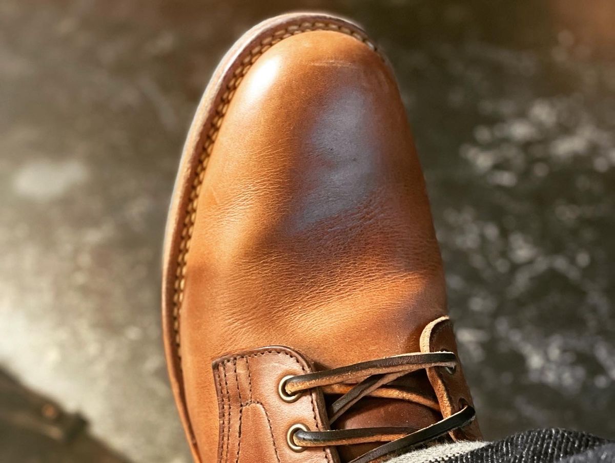 Photo by peterldavey on September 22, 2021 of the Viberg Service Boot in Horween Natural Chromexcel.