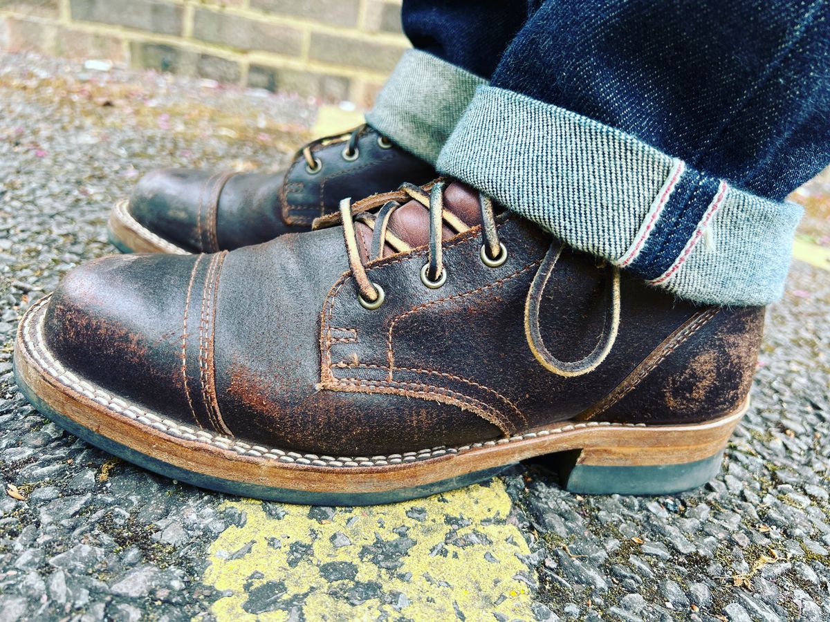 Photo by peterldavey on April 29, 2022 of the Truman Service Boot in Horween Brown Waxed Flesh.