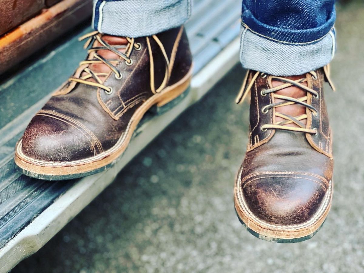 Photo by peterldavey on January 8, 2022 of the Truman Service Boot in Horween Brown Waxed Flesh.