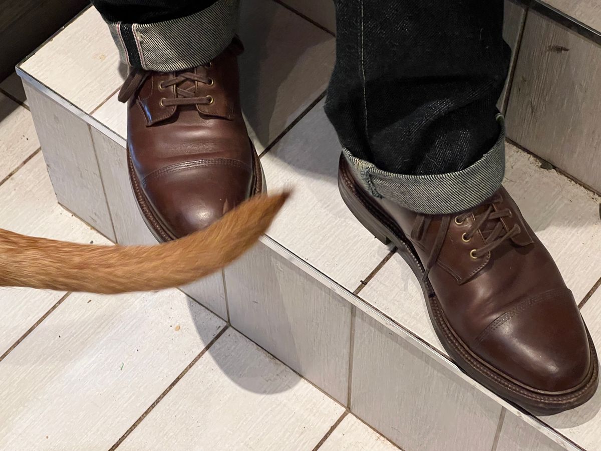 Photo by peterldavey on March 12, 2022 of the Grant Stone Cap Toe Boot in Horween Brown Chromexcel.