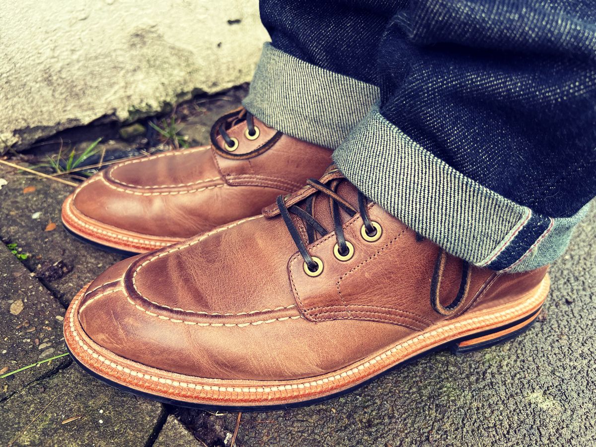 Photo by peterldavey on March 1, 2022 of the Grant Stone Ottawa Boot in Horween Natural Chromexcel.