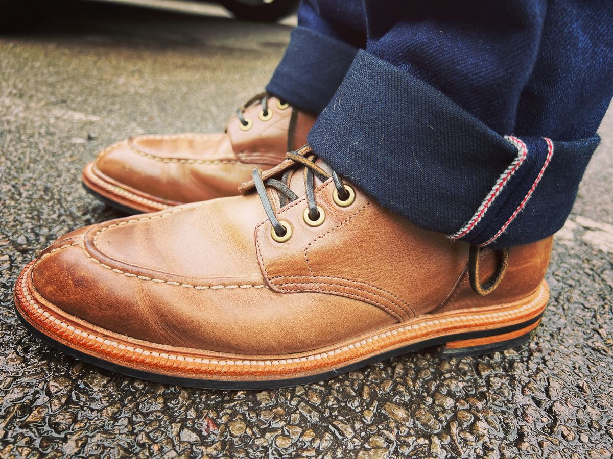 Photo by peterldavey on May 25, 2022 of the Grant Stone Ottawa Boot in Horween Natural Chromexcel.