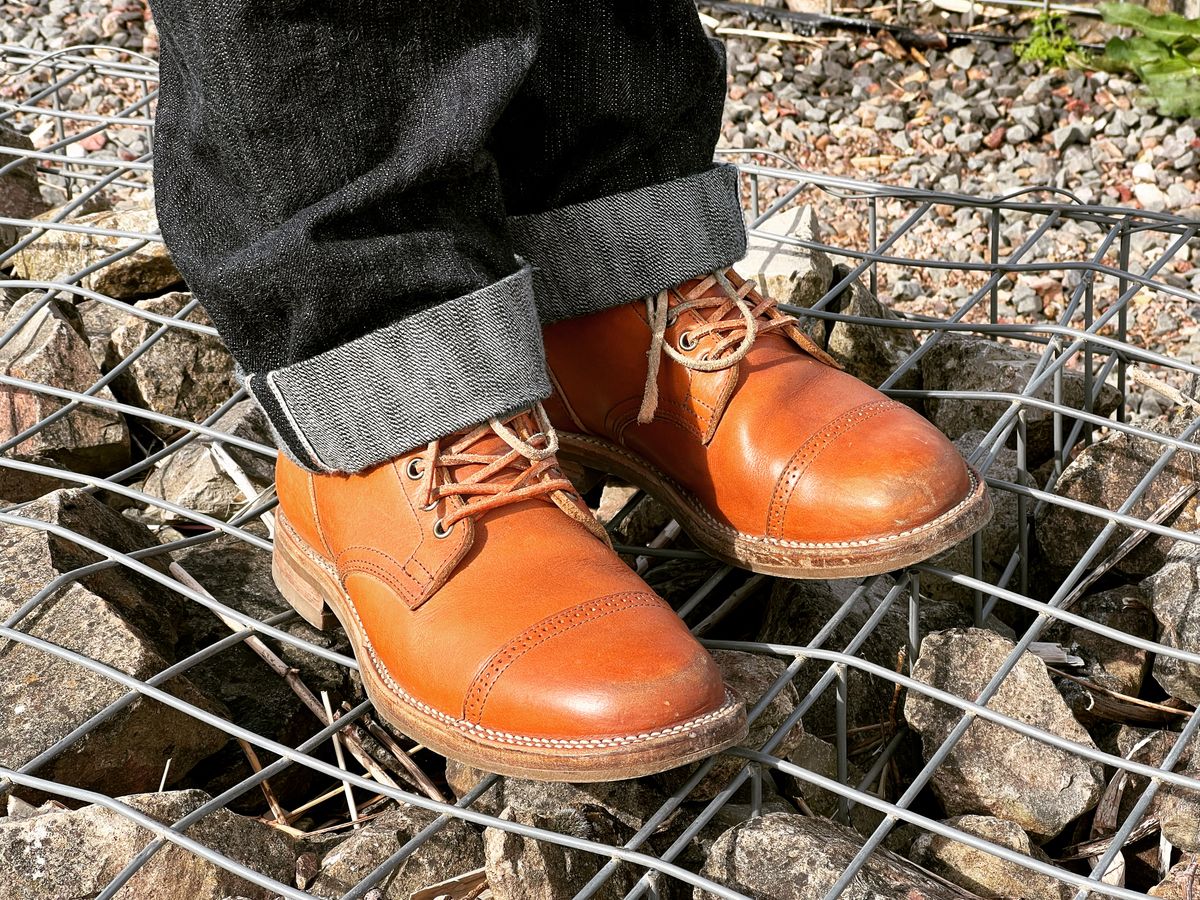 Photo by peterldavey on May 15, 2022 of the Viberg Service Boot in Horween Saddle Tan Chromepak.