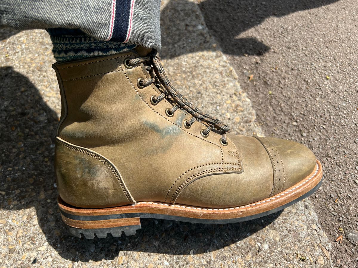 Photo by peterldavey on May 9, 2022 of the Truman Service Boot in Maryam Olive Horsebutt.