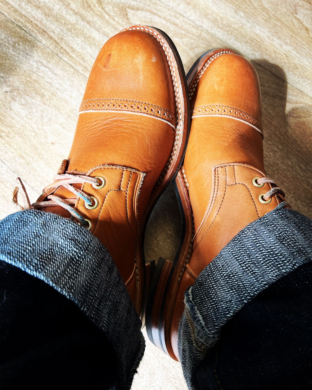 Photo by peterldavey on April 27, 2022 of the Viberg Service Boot in Horween Natural Essex.