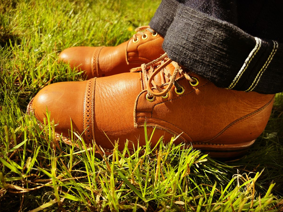 Photo by peterldavey on June 1, 2022 of the Viberg Service Boot in Horween Natural Essex.