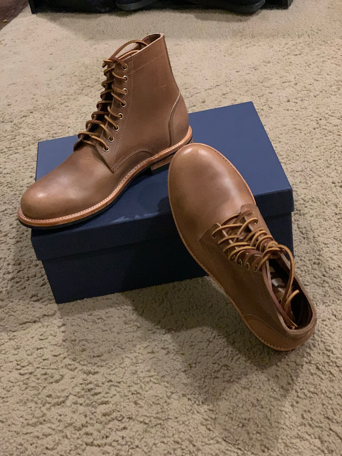 Photo by rus_boot on October 1, 2022 of the Oak Street Bootmakers Trench Boot in Horween Natural Chromexcel.