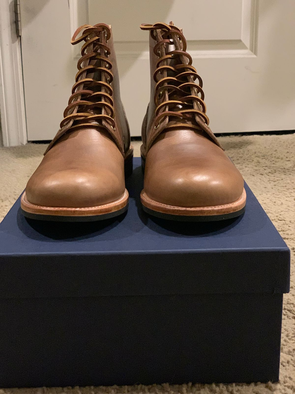 Photo by rus_boot on October 1, 2022 of the Oak Street Bootmakers Trench Boot in Horween Natural Chromexcel.
