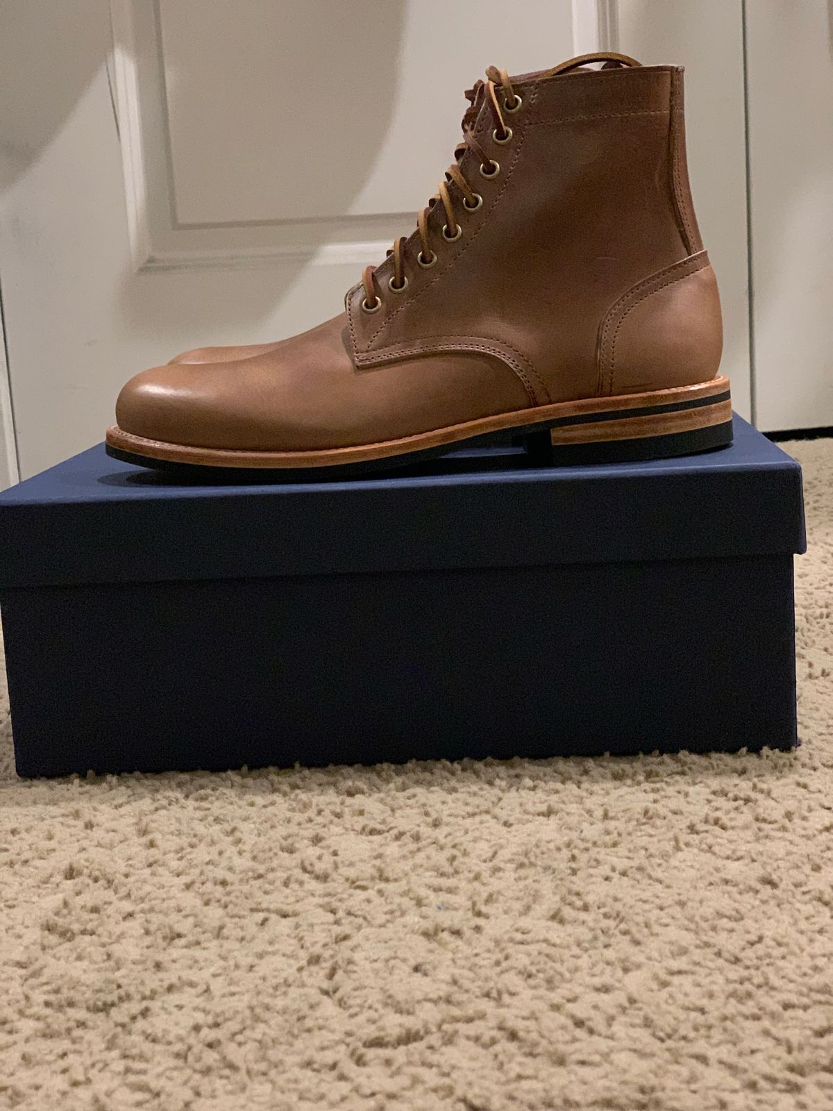 Photo by rus_boot on October 1, 2022 of the Oak Street Bootmakers Trench Boot in Horween Natural Chromexcel.