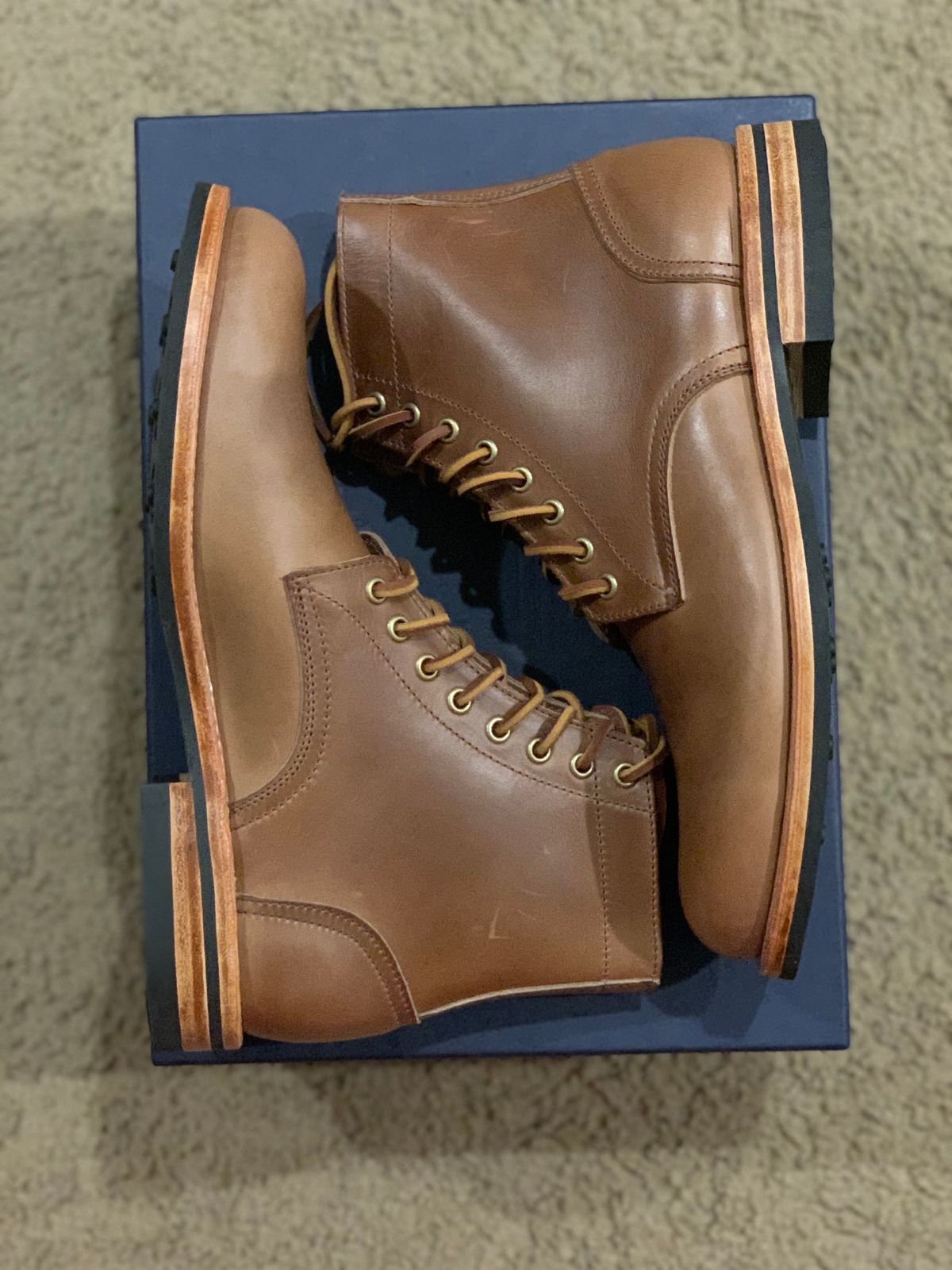 Photo by rus_boot on October 1, 2022 of the Oak Street Bootmakers Trench Boot in Horween Natural Chromexcel.