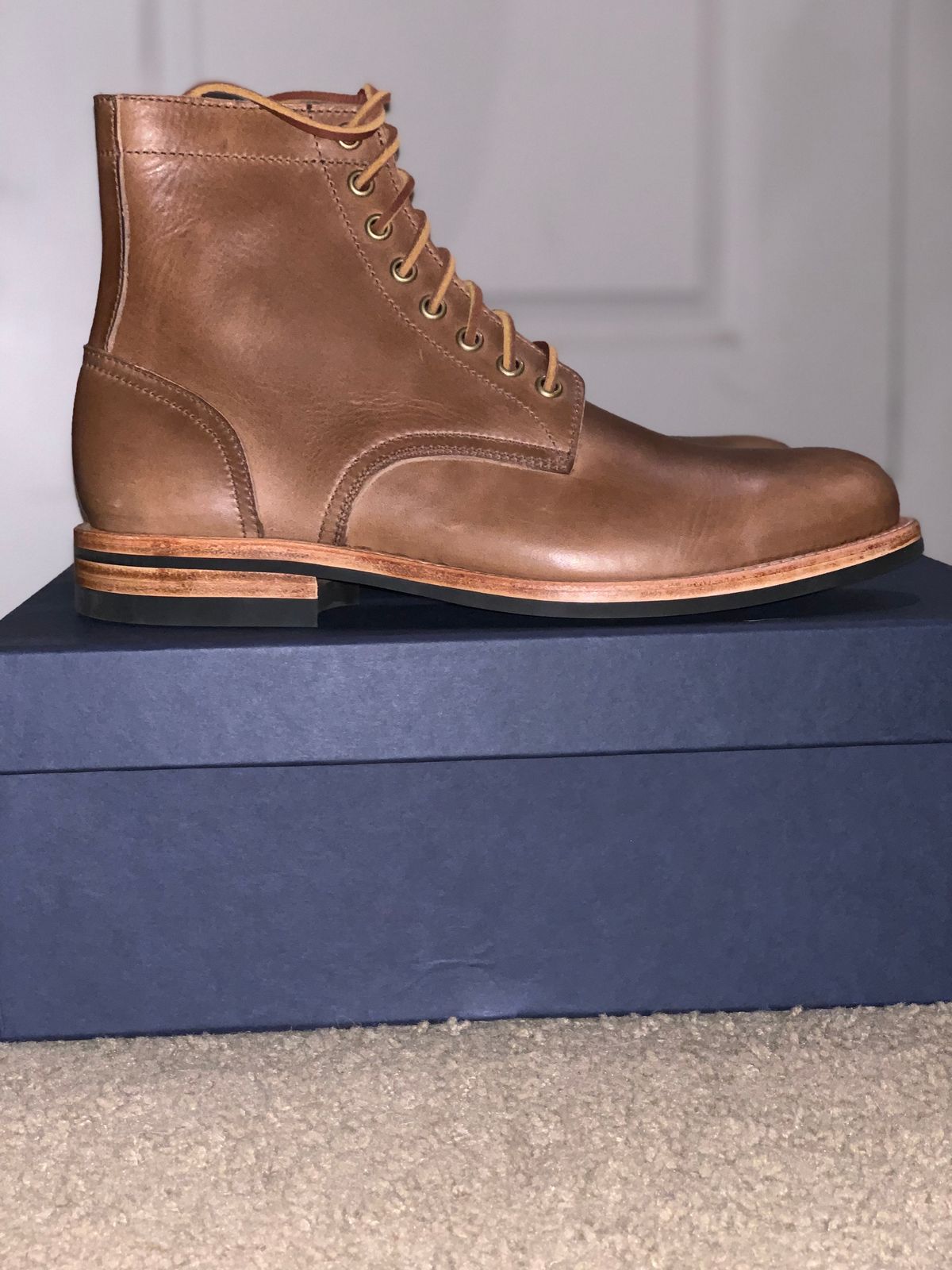 Photo by rus_boot on October 1, 2022 of the Oak Street Bootmakers Trench Boot in Horween Natural Chromexcel.