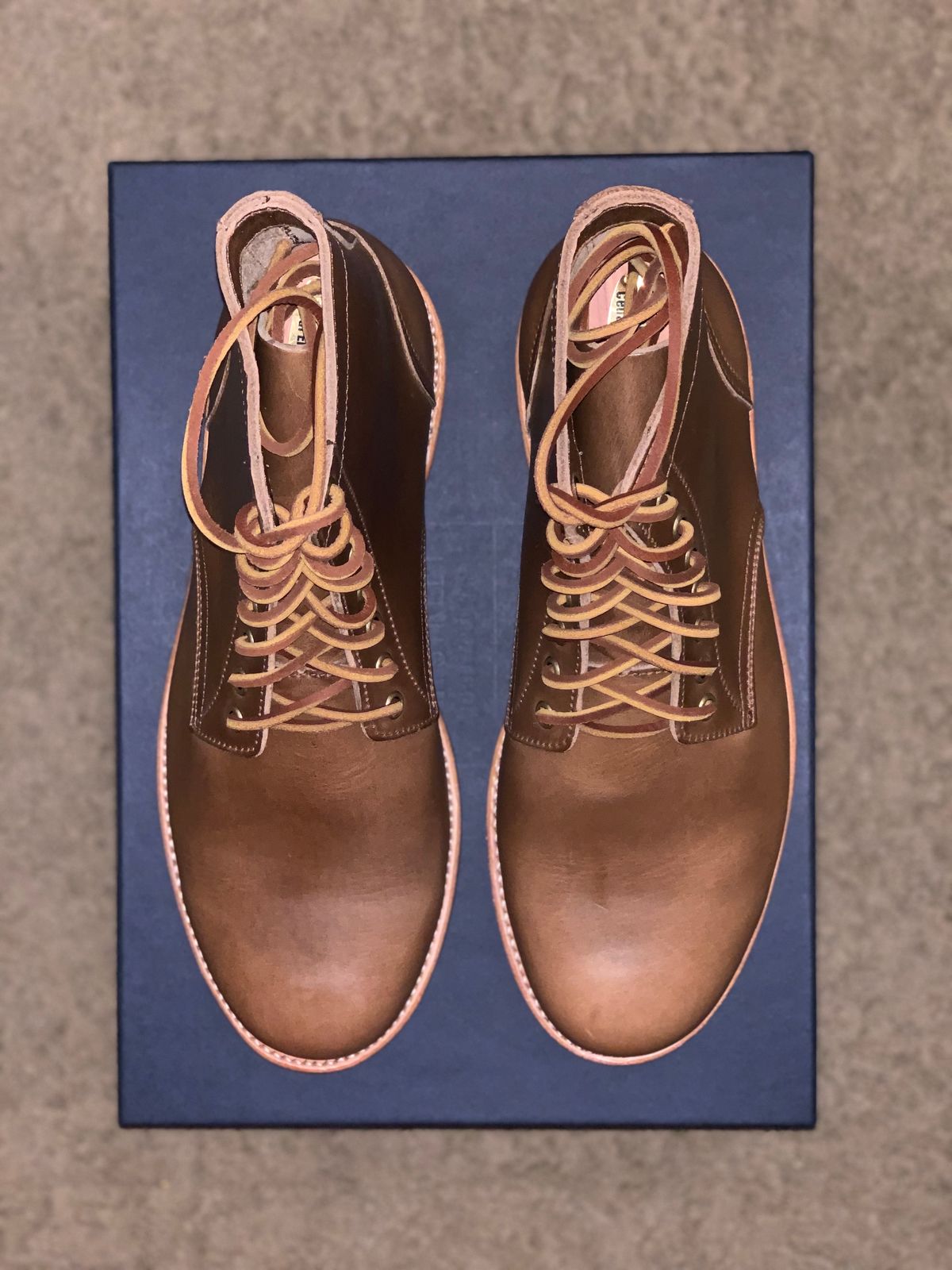 Photo by rus_boot on October 1, 2022 of the Oak Street Bootmakers Trench Boot in Horween Natural Chromexcel.