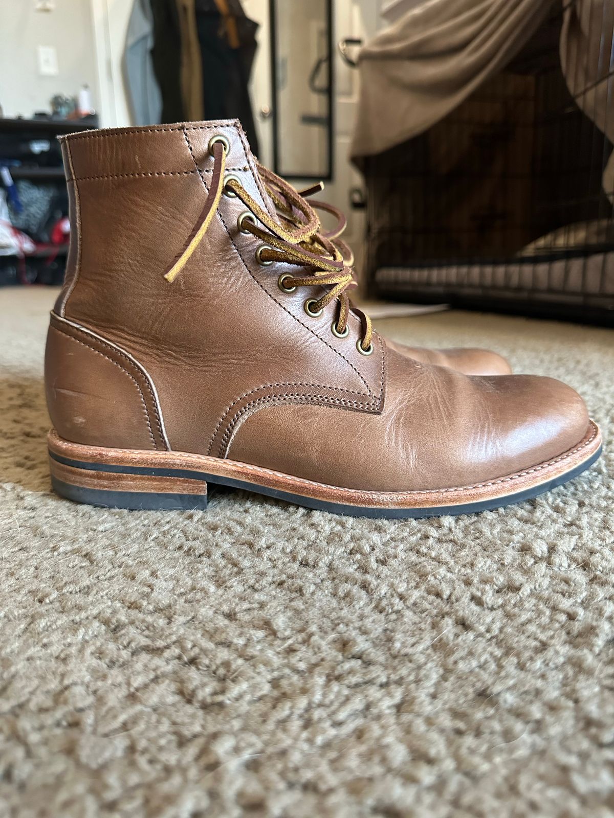 Photo by rus_boot on November 2, 2022 of the Oak Street Bootmakers Trench Boot in Horween Natural Chromexcel.