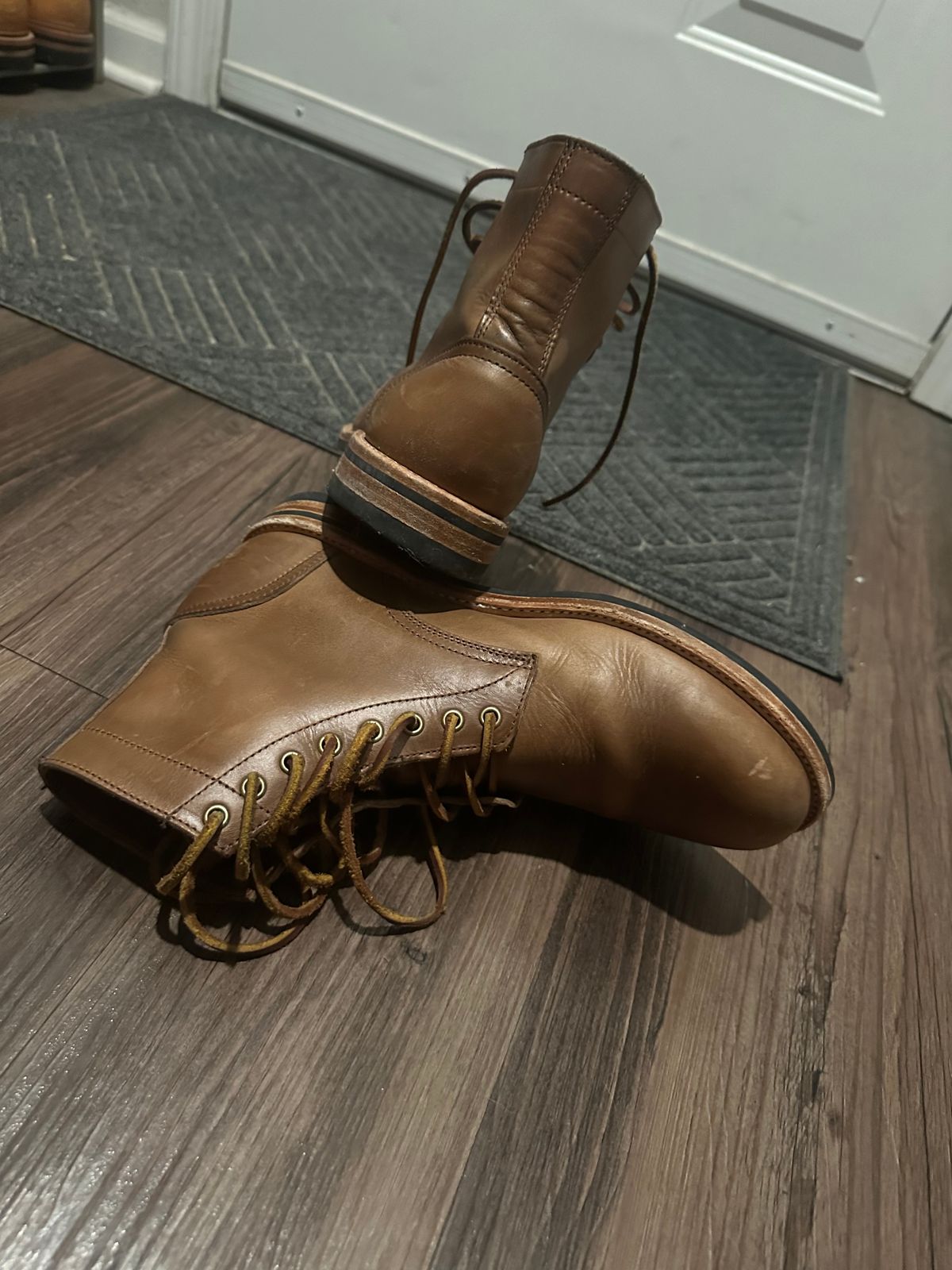 Photo by rus_boot on December 5, 2022 of the Oak Street Bootmakers Trench Boot in Horween Natural Chromexcel.