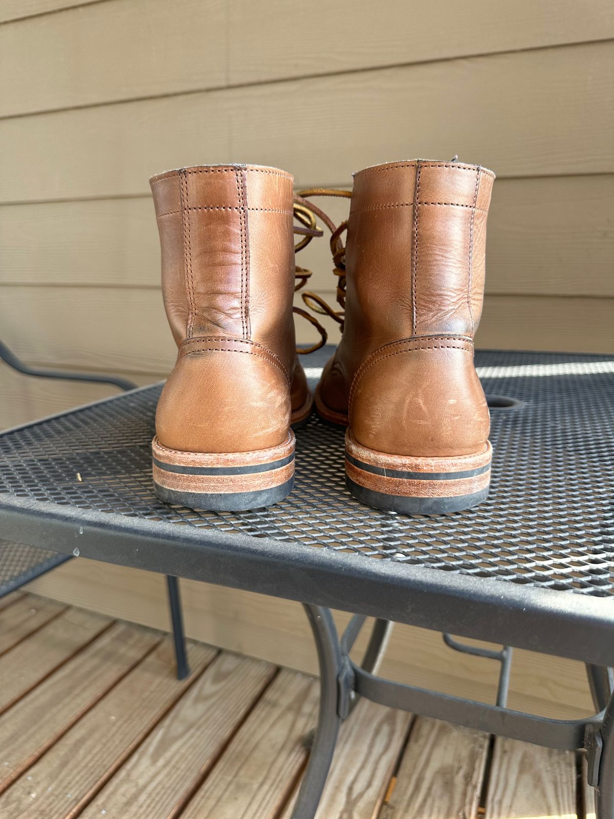 Photo by rus_boot on January 1, 2023 of the Oak Street Bootmakers Trench Boot in Horween Natural Chromexcel.