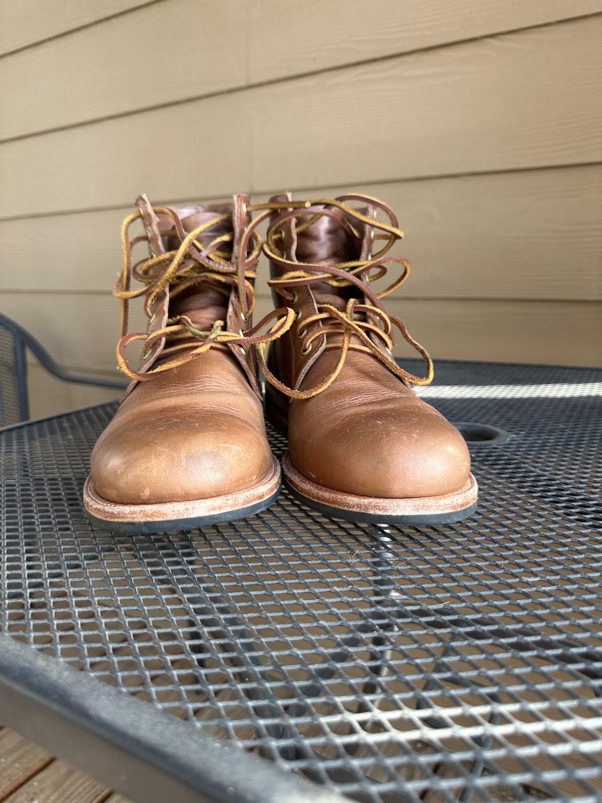 Photo by rus_boot on January 1, 2023 of the Oak Street Bootmakers Trench Boot in Horween Natural Chromexcel.