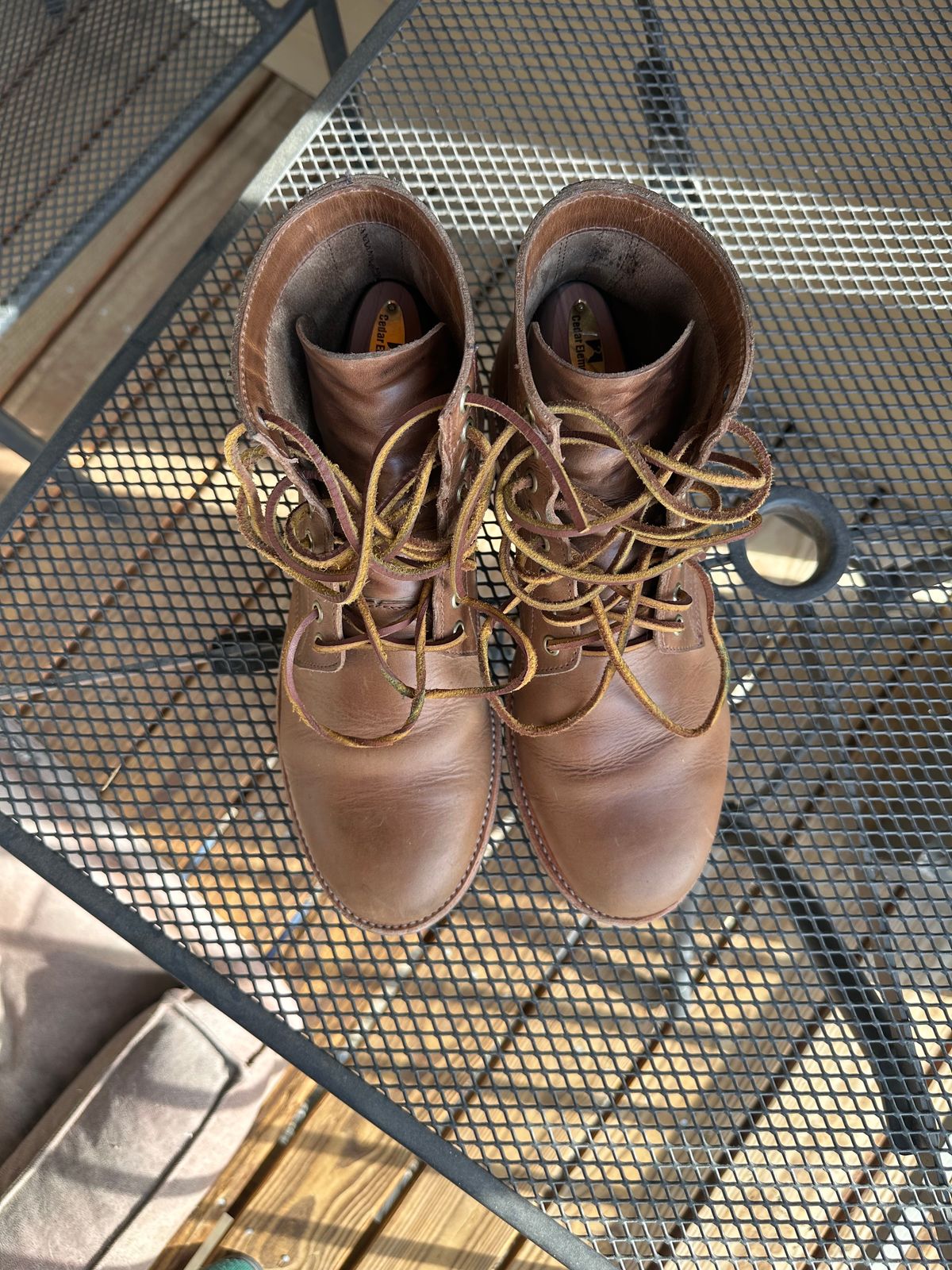 Photo by rus_boot on January 1, 2023 of the Oak Street Bootmakers Trench Boot in Horween Natural Chromexcel.