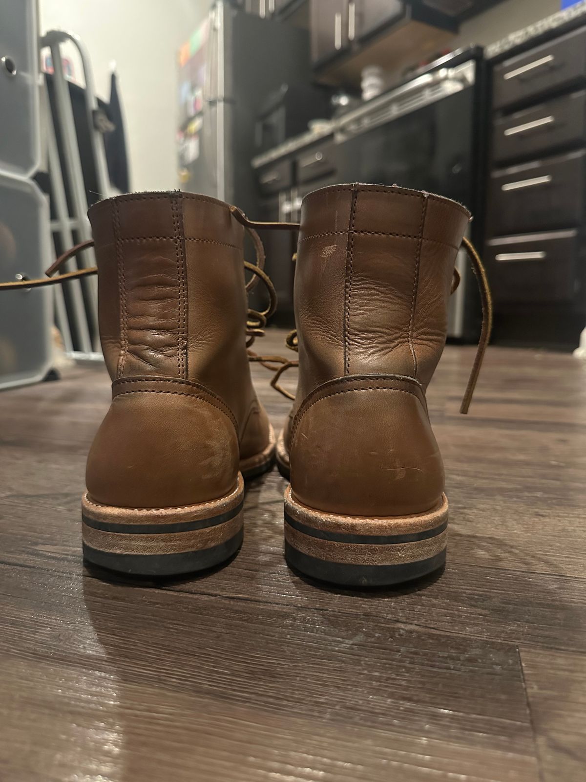 Photo by rus_boot on February 1, 2023 of the Oak Street Bootmakers Trench Boot in Horween Natural Chromexcel.