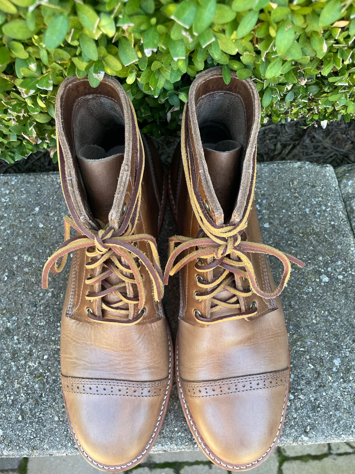 Photo by sirwolf on October 1, 2022 of the Oak Street Bootmakers Trench Boot in Horween Natural Chromexcel.