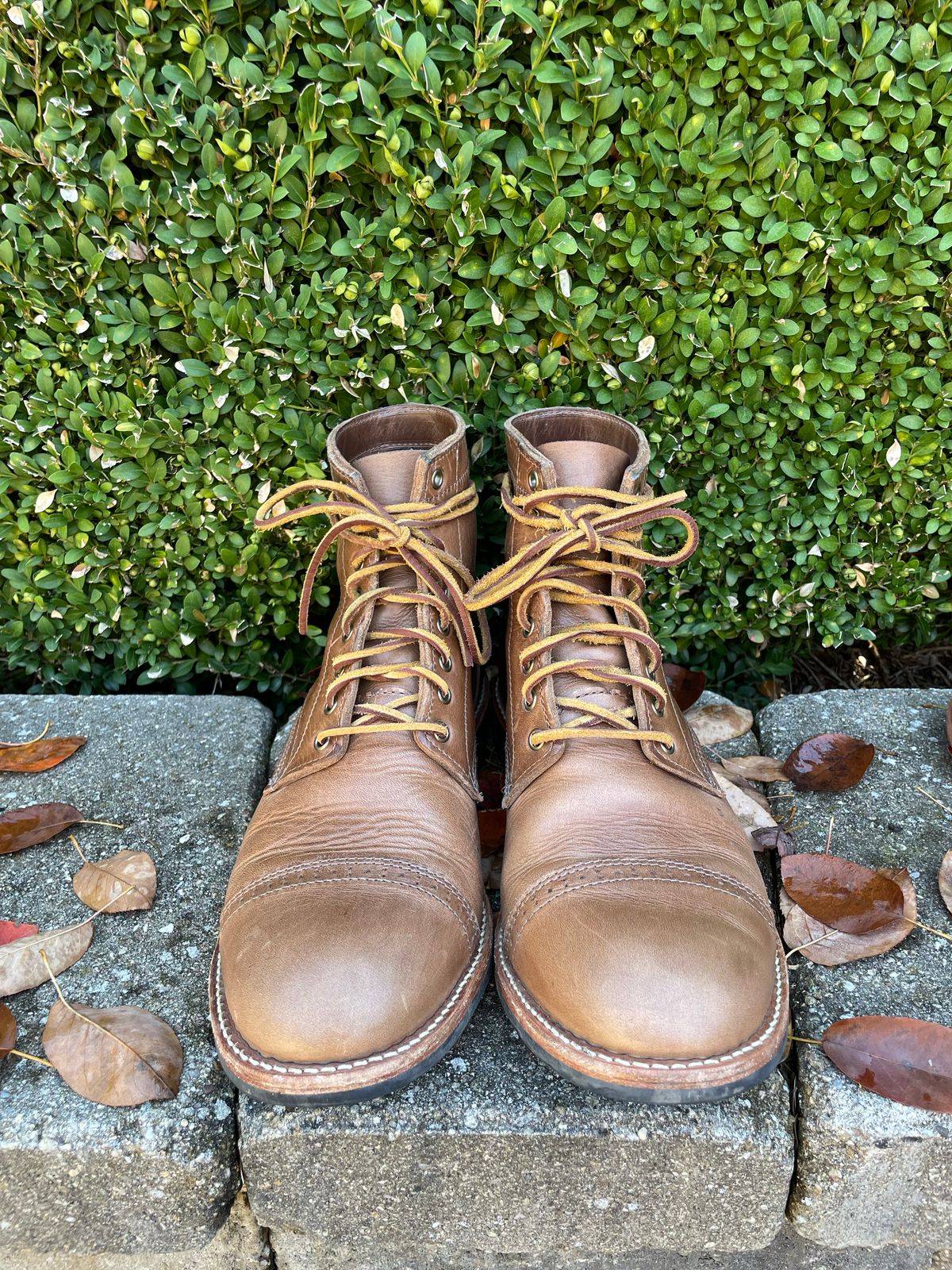 Photo by sirwolf on November 4, 2022 of the Oak Street Bootmakers Trench Boot in Horween Natural Chromexcel.