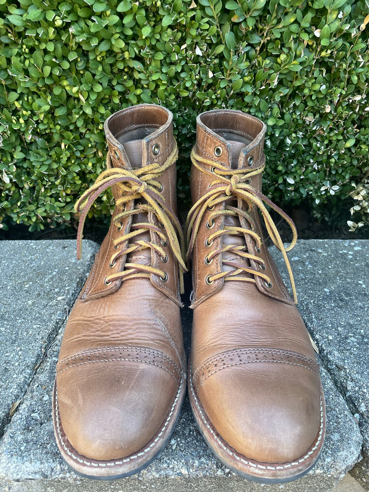 Photo by sirwolf on December 3, 2022 of the Oak Street Bootmakers Trench Boot in Horween Natural Chromexcel.