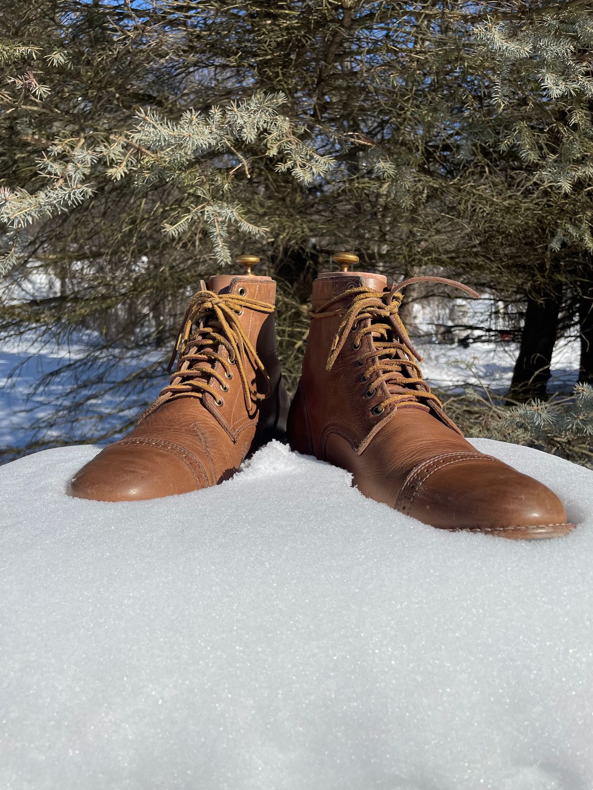 Photo by sirwolf on February 3, 2023 of the Oak Street Bootmakers Trench Boot in Horween Natural Chromexcel.