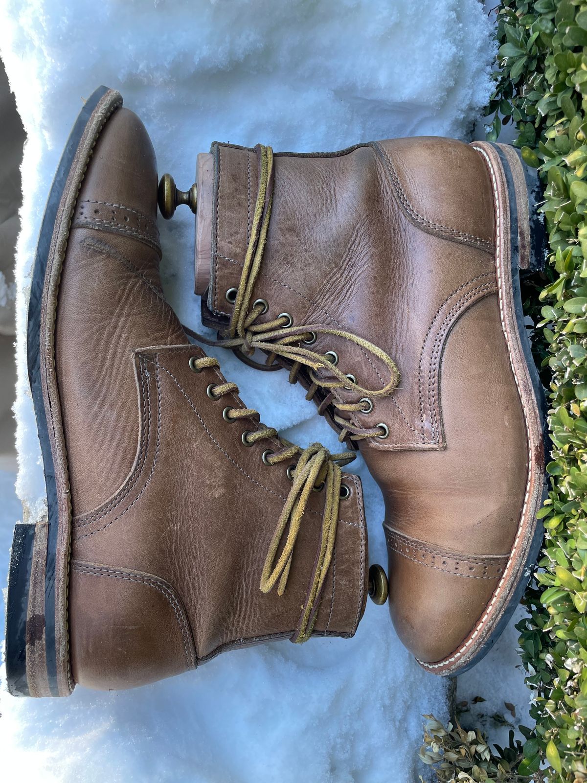 Photo by sirwolf on February 3, 2023 of the Oak Street Bootmakers Trench Boot in Horween Natural Chromexcel.
