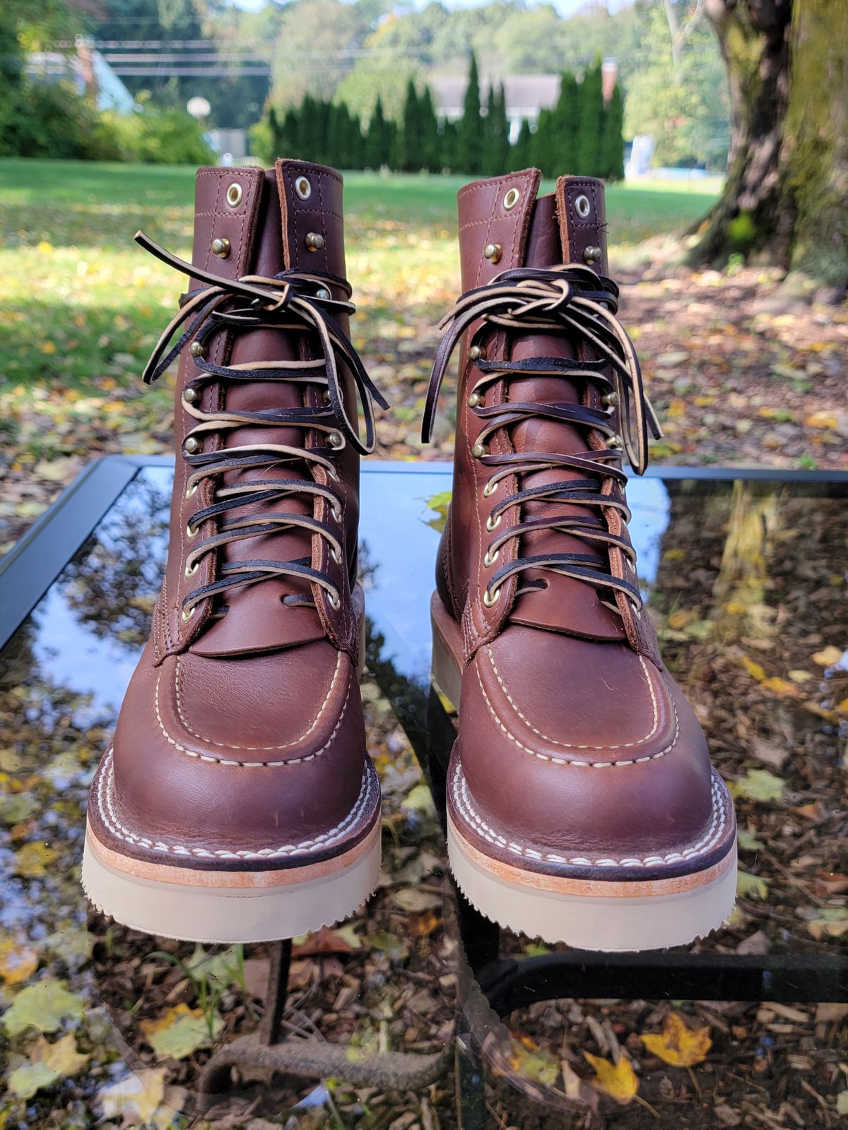 Photo by Kugelblitz1776 on October 1, 2023 of the Nicks Moc Toe in Seidel 1964 Brown.