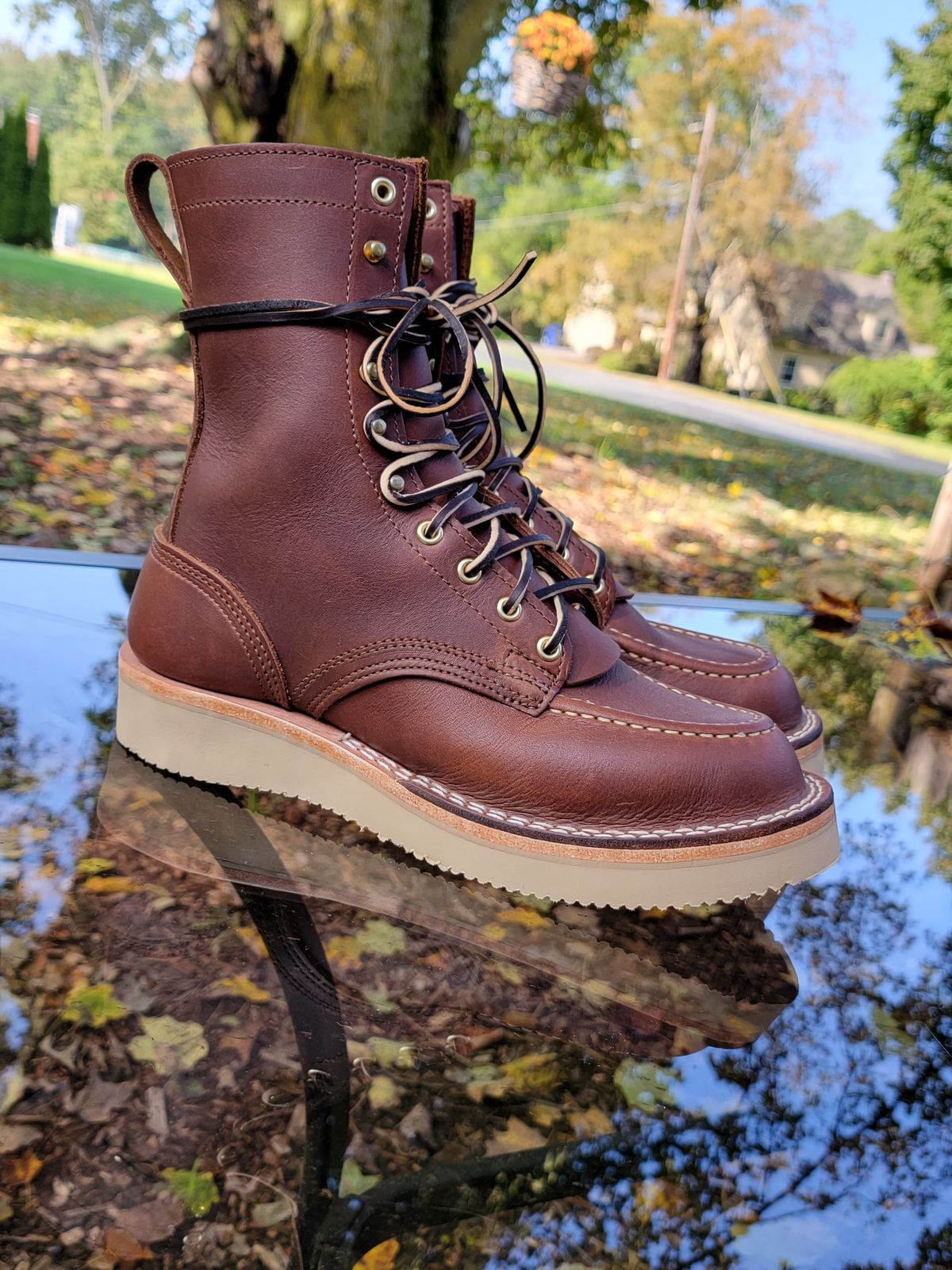 Photo by Kugelblitz1776 on October 1, 2023 of the Nicks Moc Toe in Seidel 1964 Brown.