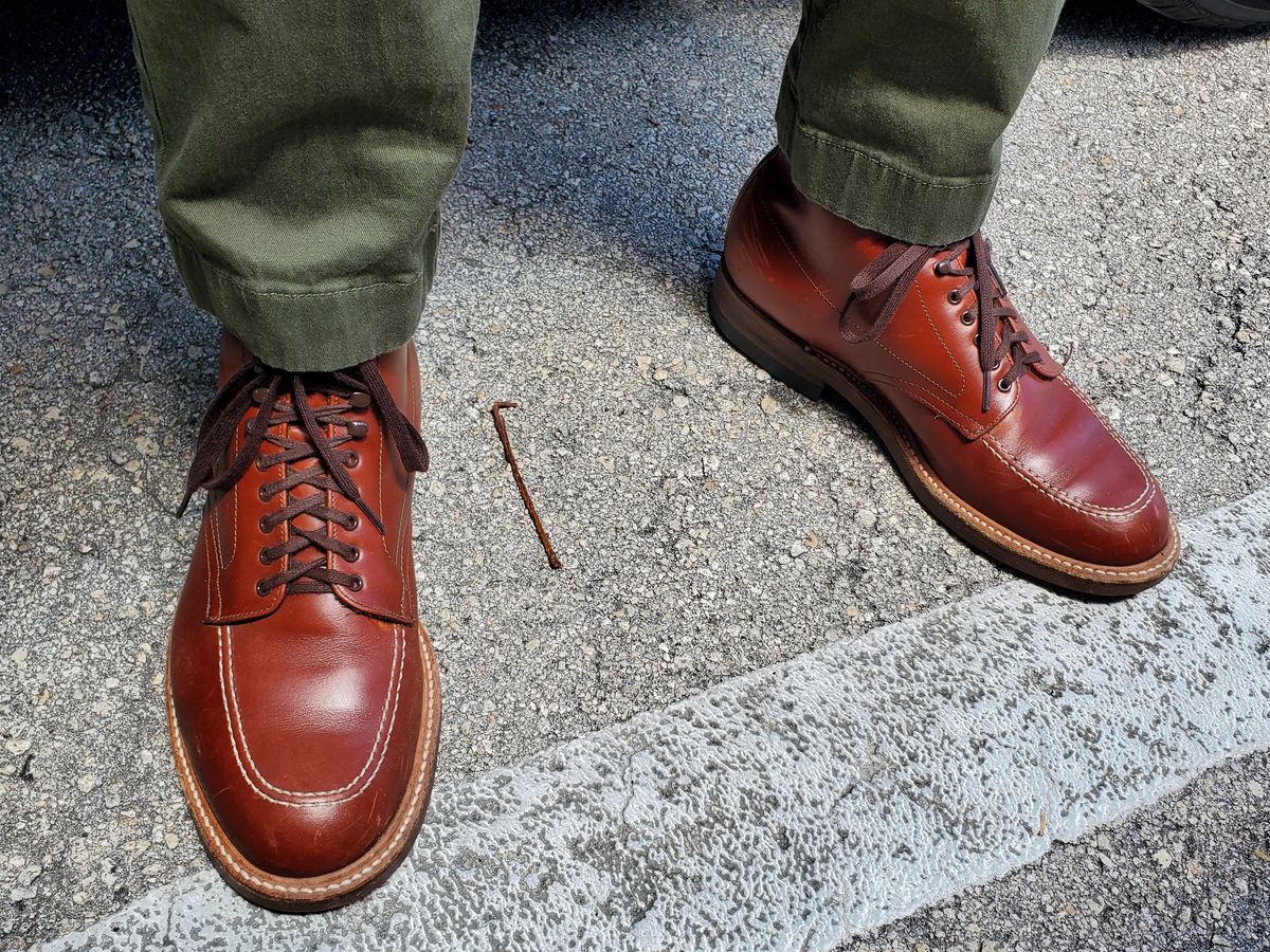 Photo by grim_f on September 1, 2022 of the Alden Indy Boot in Burnished Tan Calfskin.