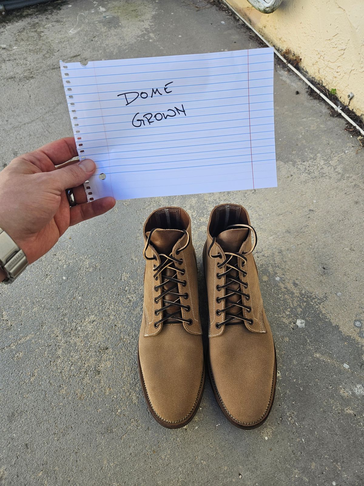 Photo by grim_f on November 1, 2023 of the Viberg Boondocker in Horween Marine Field Roughout.