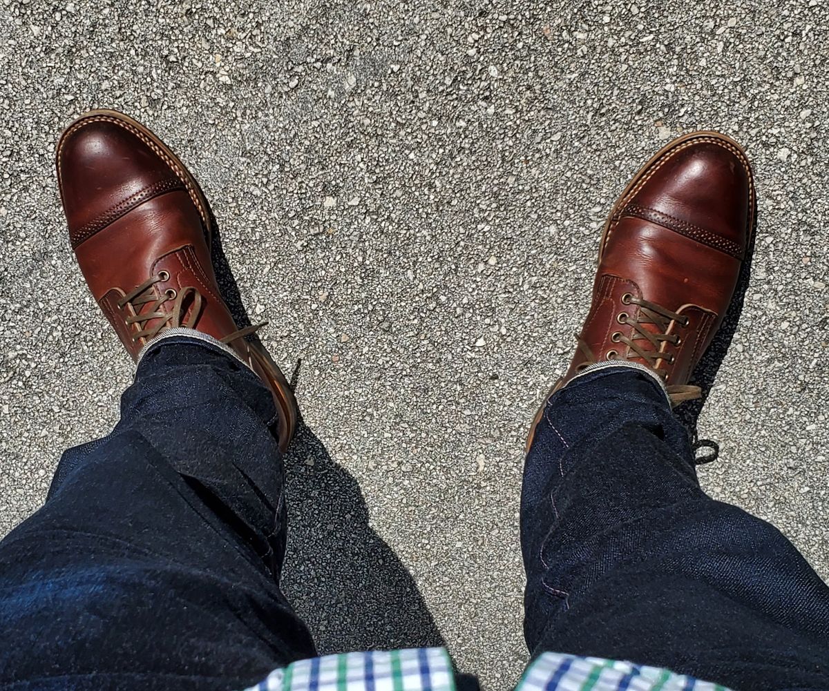 Photo by grim_f on August 16, 2022 of the Viberg Service Boot in Horween Saddle Tan Chromepak.