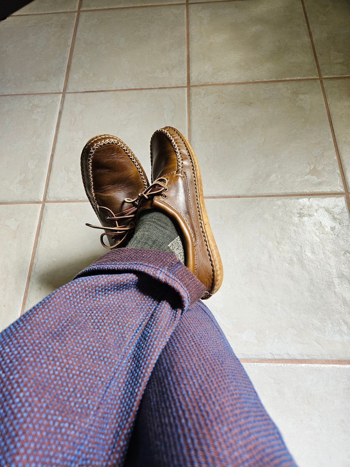 Photo by grim_f on September 5, 2024 of the Quoddy Blucher in Horween Olive Chromexcel.