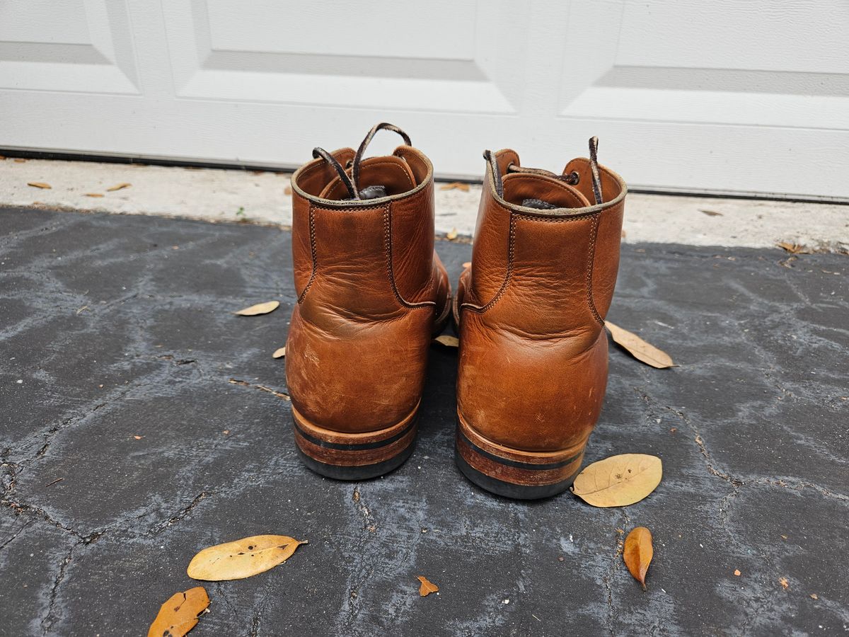 Photo by grim_f on February 4, 2024 of the Viberg Service Boot in Horween Toasted Coconut Dublin.