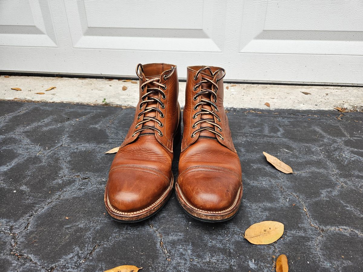 Photo by grim_f on February 4, 2024 of the Viberg Service Boot in Horween Toasted Coconut Dublin.