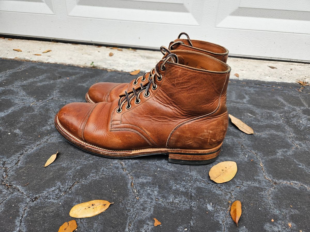 Photo by grim_f on February 4, 2024 of the Viberg Service Boot in Horween Toasted Coconut Dublin.
