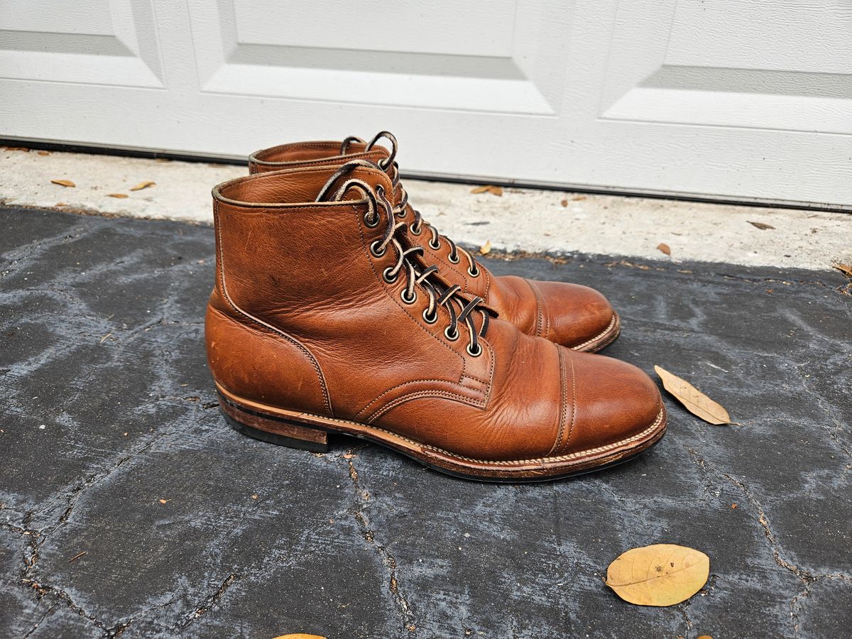 Photo by grim_f on February 4, 2024 of the Viberg Service Boot in Horween Toasted Coconut Dublin.